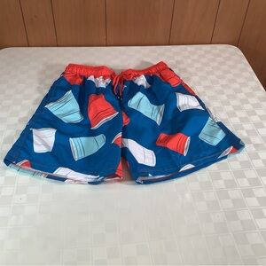 Colorful Swim Trunks with Cup Print